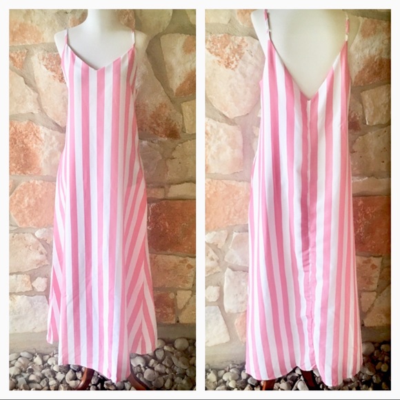 New!! Tessa Pink Striped Maxi Dress - Picture 2 of 7